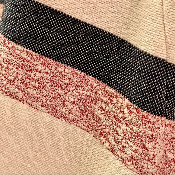 Ann Taylor Boucle Shift Dress Cream Blue Red Stripe Sleeveless Classic 10 - Picture 5 of 8